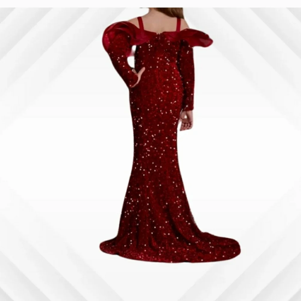 Girls sequin cold shoulder mermaid dress